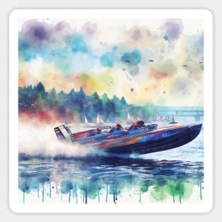 Artistic illustration of high speed boats on the waterfront Magnet